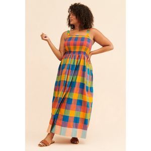 Anthropologie Multicolor Checkered Maxi Dress